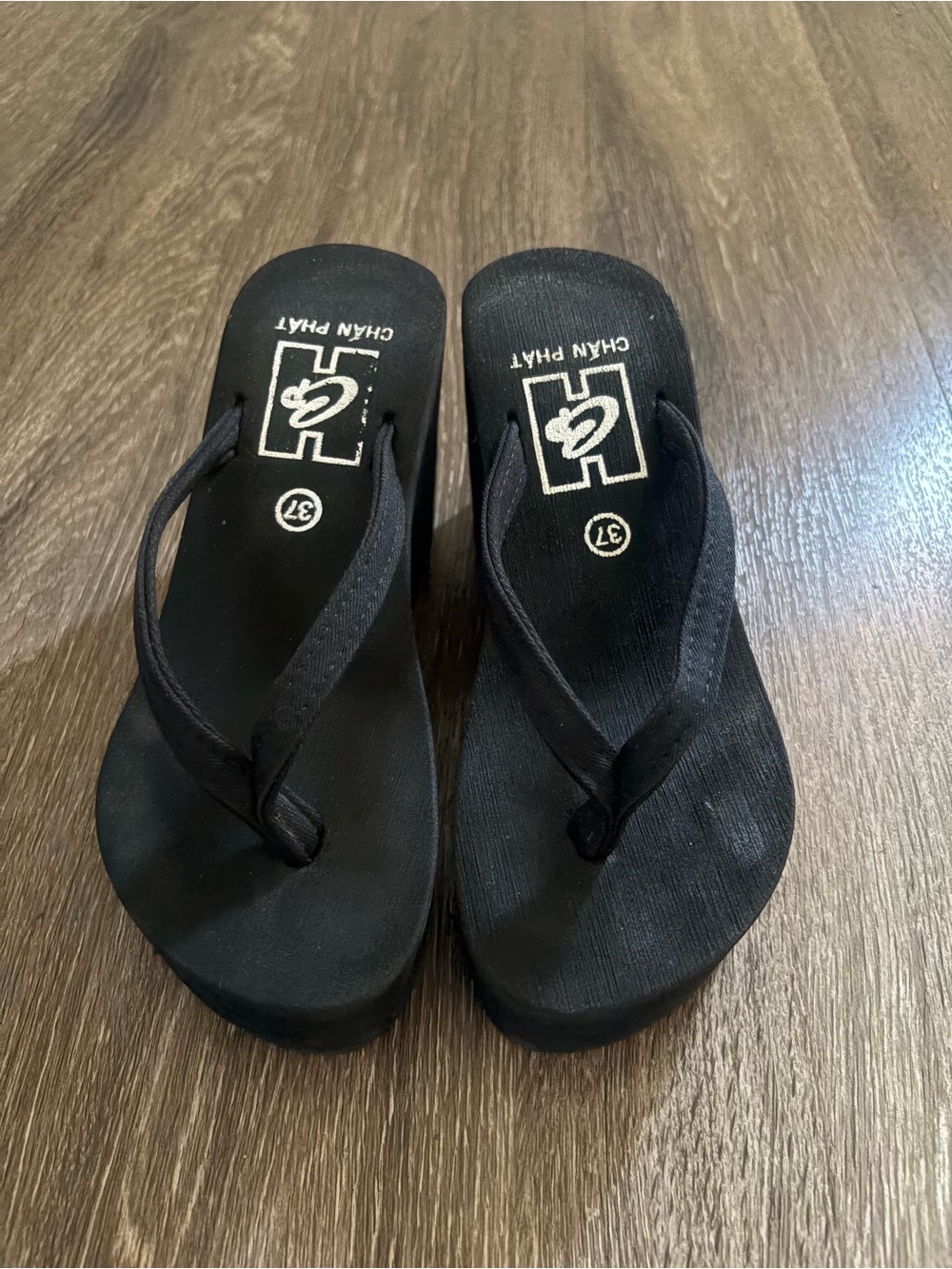 Y2K Black Women's Wedge Flip Flop Sandals